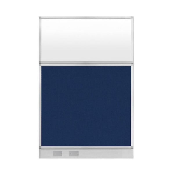 Versare Hush Panel Configurable Cubicle Partition 4' x 6' Navy Blue Fabric Frosted Window w/ Cable Channel 1855603-3 - main